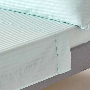 Blue Egyptian Cotton Satin Stripe Flat Sheet 330 Thread Count - Super King