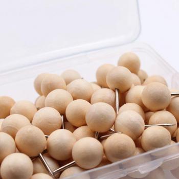 130pcs Decorative Wood Head Push Pins