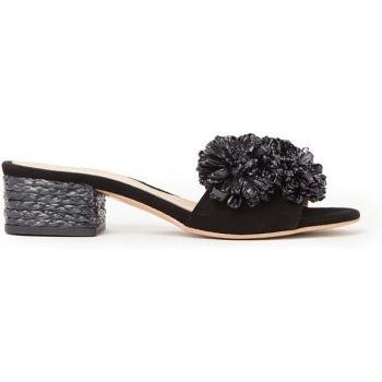 Paloma Barceló Fiore Black Suede Mules Size 36