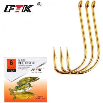 FTK Barbed Fishing Hooks 10PCS/LOT Size7#-Size15#