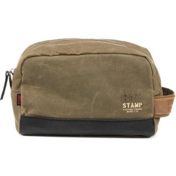 STEPPING STRONG STAMP - Neceser Lyon ST1833, hombre, lona encerada, color kaki