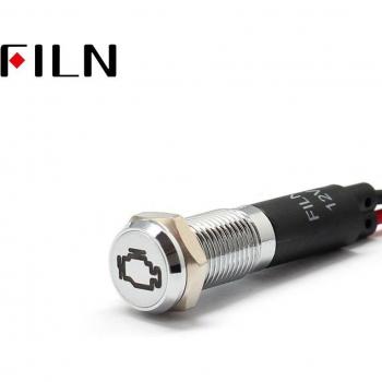 FILN 8mm Car Dashboard Engine Fault Indicator LED Light - Yellow