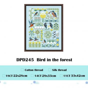 Halloween Swallows in Spring Cross Stitch Kit - 18ct/14ct/11ct Sky Blue Canvas