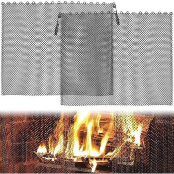 Cyslmuk Twin Set of Fireproof Mesh Curtains, Scroll Design, Metal Chain (24 × 22)