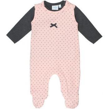 Tutina 2 pezzi a pois rosa e antracite