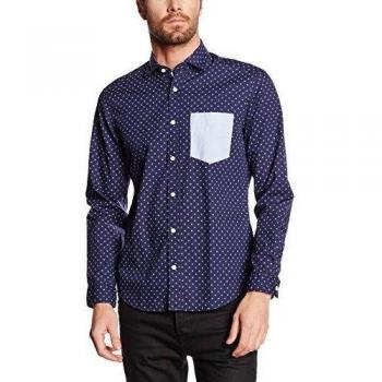 Camisa de Puntos Esprit para Hombre, Azul (Dark Blue 405) M