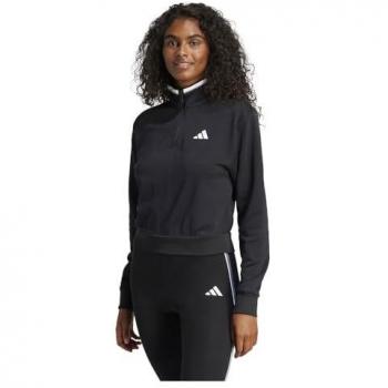 Veste de survêtement courte à capuche adidas Performance Essentials Color Pop en tissu éponge, col zippé, noir, taille XL pour femmes