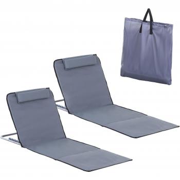 Esterillas de playa Outsunny 2 unidades con respaldo reclinable en 5 posiciones y bolsa de transporte