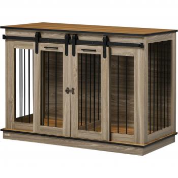 PawHut Double Dog Crate Furniture for Large and Small Dogs - White