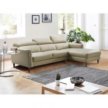 Canapé d’angle droit “SALVI” – cuir de buffle beige