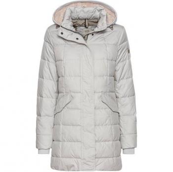 Gray Quilted Parka with Removable Hood for Women - Size L