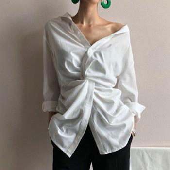 Off-Shoulder Long Sleeve White Women's Top