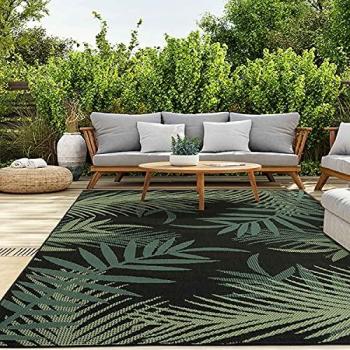 Tapis d’extérieur VIMODA Vert-Noir, format rectangulaire, synthétique, 120 × 160 cm