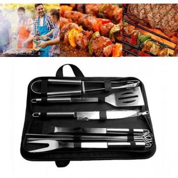10-Pcs Stainless Steel Grill Utensil Set for Barbecue