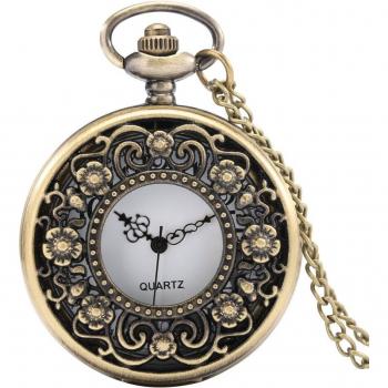 Antique Floral Bronze Pocket Watch