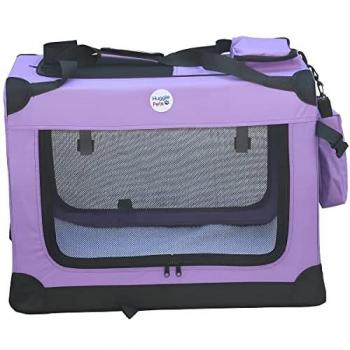 HugglePets Fabric Crate Pet Carrier - Size: Large 70cm, Foldable with Fleece Mat