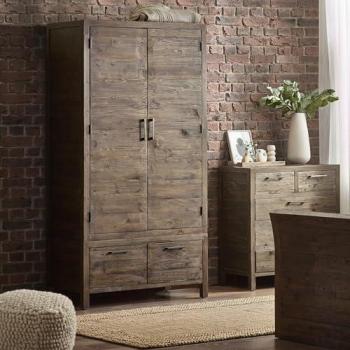 ASC Hatton Reclaimed Pine 2 Door 2 Drawer Wardrobe Part Assembled