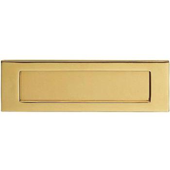 242 mm Inward Letterbox Plate with 278 × 95 mm Fixing Centres – Brushed Brass Finish