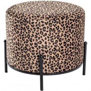 Tabouret Velours Léopard 35cm Marron