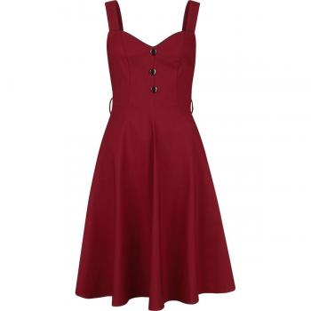 Abito Rockabilly Heart Nuckle Flare Voodoo Vixen - media lunghezza - rosso - XS a 4XL