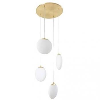 Suspension Lunelle 40 cm en Laiton et Verre – 4 Lampes Lucande