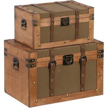 Juego de Cestas 45 x 30 x 29 cm Tela Sintética Madera (2 habitaciones)