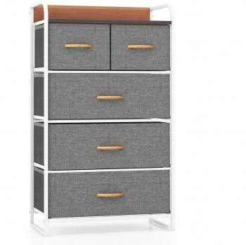 Costway 5-Drawer Gray Dresser
