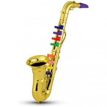 Saxofón infantil ABS dorado con 8 llaves coloridas