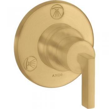 Hansgrohe AXOR Citterio Quattro – Robinet d'arrêt et inverseur encastré, couleur Optique or brossé