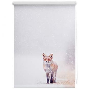 Seitenzugrollo Rollo Klemmfix, ohne Bohren, Verdunkelung, Fuchs im Schnee