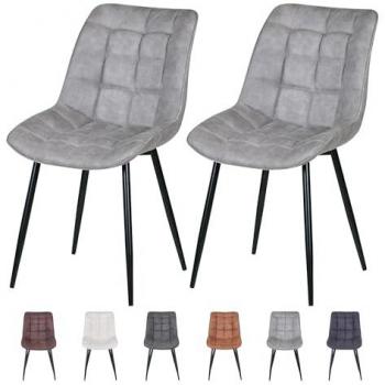 Plush Padded Suede Effect Dining Chairs - Alba Duo