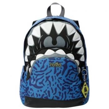 Tote Escolar Totto Sharky M Azul 32 x 40 x 12 cm