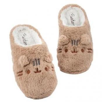 Poussière de Doux Pusheen Pantoufles Faux Fourrure pour Dames – 5-6 UK (Blanc/Marron)