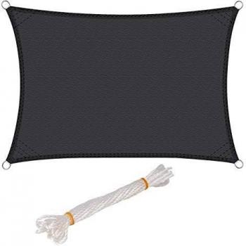 Voile d'ombrage rectangulaire 3x5 m en polyester, protection UV, Gris