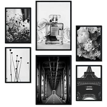 Set de 6 Posters París Blanco y Negro