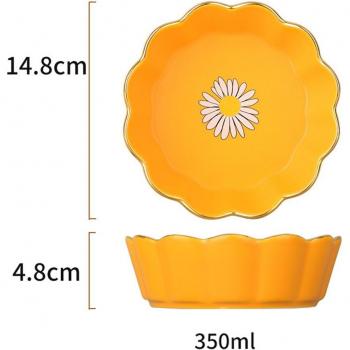 Phnom Penh Multicolor Ceramic Bowl Lace Daisy Pattern 14.8x4.8cm