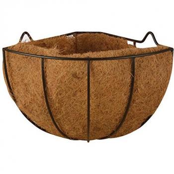 Panier jardinière mural d'angle en acier au carbone avec fibre coco - L 25,8 x H 27,5 cm