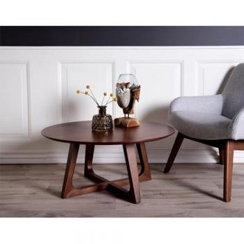 Table basse ronde bois plaqué noyer - Lisa Design