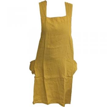 Tablier japonais en lin - Melodie - 90 x 110 cm - Jaune