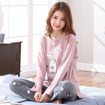 XIZOU 100% Cotton Couple Pajamas Set - Long Sleeve Casual Sleepwear for Men and Plus Size Women