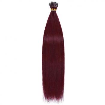 Extensions de cheveux Nano Tip 50 mèches cheveux humains vin rouge 22 pouces