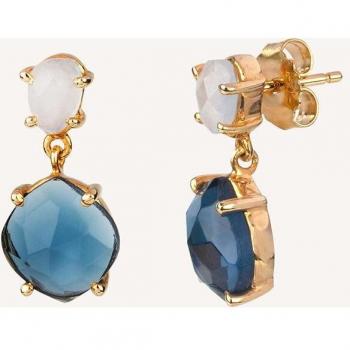 Pendientes acabado en Oro 18 Kt Piedras multicolor