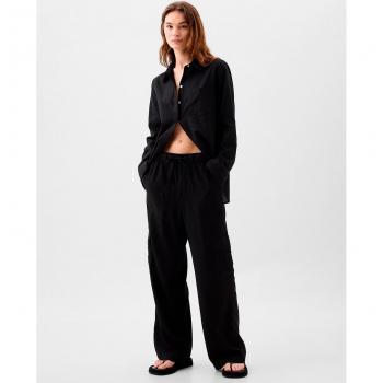 Pantaloni Lino Donna Neri