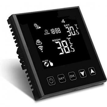 Termostato Touchscreen Wi-Fi per Riscaldamento Termosifone Ad Acqua, Compatibile con Alexa e Google Home, Nero 220V