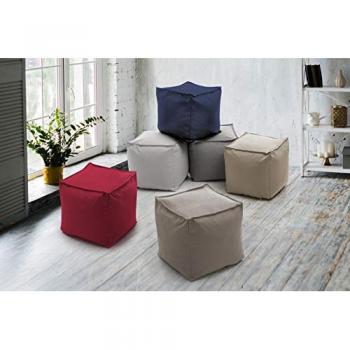 TALAMO ITALIA Pouf Annalaura, Pouf multifunzione, 100% Made in Italy, Poltroncina relax in tessuto imbottito, Cm 45x45h45, Bianco, con imballo rinforzato