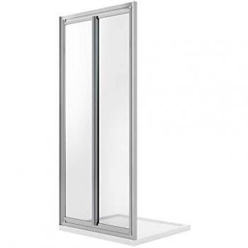 Puerta de ducha 70cm h185 cristal transparente apertura a saloon con doble puerta batiente mod. clint