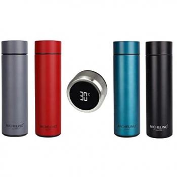 Michelino Thermoflasche 0.5L Thermoskanne Edelstahl mit Temperatur anzeigeDoppelwandig
