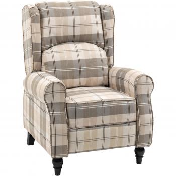 HOMCOM Recliner Armchair Wingback Chair with Footrest and Armrest - Khaki