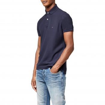 Tommy Hilfiger 50/2 Performance Polo S/S SF - Polo, con manga corta, con cuello collar polo para hombre, Azul