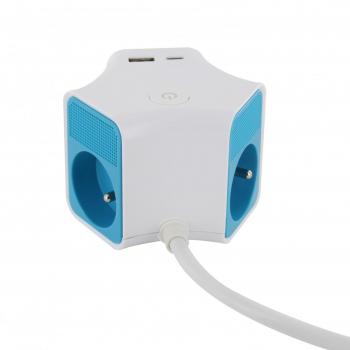Chacon STAR USB 3X16A (FR) 3G1,5mm2 1,5m Bleu - USB-C et A
